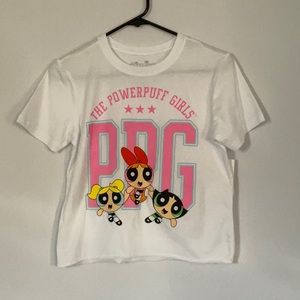 The powerpull Girls cartoon t-chirt juniors‎ white size S